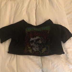 Grateful Dead cropped off the shoulder sweater